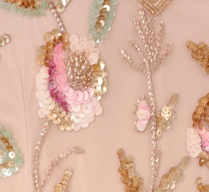 Adrianna Papell Formal Dresses Floral Beaded Tiered Gown With Ruffle Details In Pink Multi 8211 Women