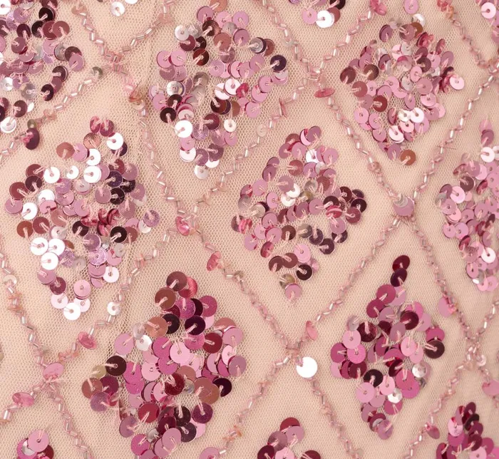 Adrianna Papell Formal Dresses Geometric Sequin Beaded Gown With Scoop Neckline In Pink Multi 8211 Women
