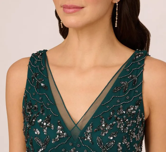 Adrianna Papell Formal Dresses HandBeaded AnkleLength Dress In Gem Green 8211 Women