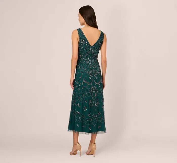 Adrianna Papell Formal Dresses HandBeaded AnkleLength Dress In Gem Green 8211 Women