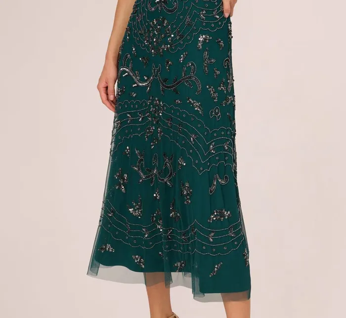 Adrianna Papell Formal Dresses HandBeaded AnkleLength Dress In Gem Green 8211 Women