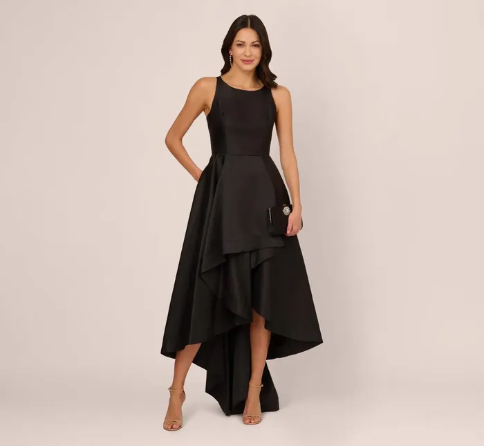 Adrianna Papell Formal Dresses High Low Mikado Gown With Asymmetrical Detail In Black 8211 Women Adrianna Papell Formal Dresses High Low Mikado Gown With Asymmetrical Detail In Black 8211 Women