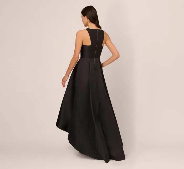 Adrianna Papell Formal Dresses High Low Mikado Gown With Asymmetrical Detail In Black 8211 Women