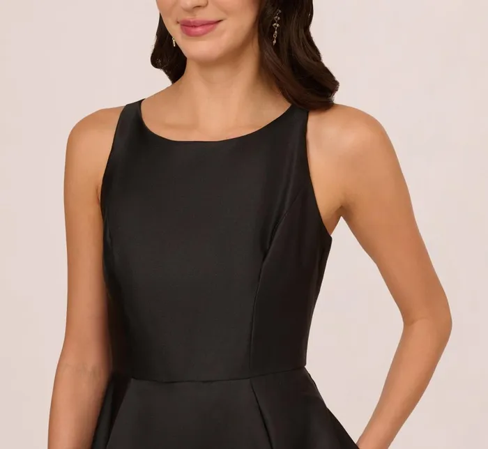 Adrianna Papell Formal Dresses High Low Mikado Gown With Asymmetrical Detail In Black 8211 Women