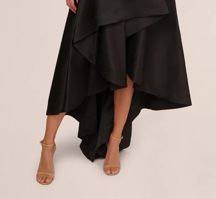 Adrianna Papell Formal Dresses High Low Mikado Gown With Asymmetrical Detail In Black 8211 Women