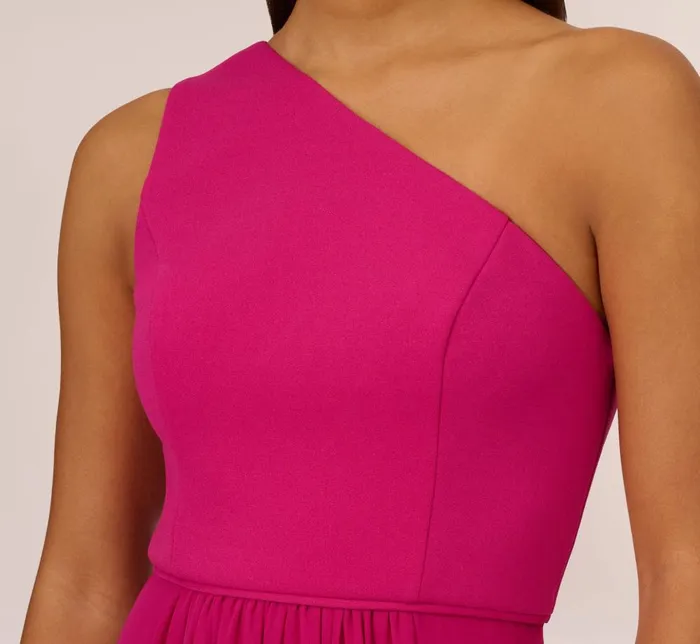 Adrianna Papell Formal Dresses OneShoulder Chiffon Long Gown In Bright Magenta 8211 Women