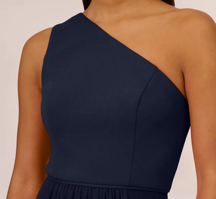 Adrianna Papell Formal Dresses OneShoulder Chiffon Long Gown In Midnight 8211 Women