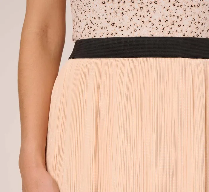 Adrianna Papell Pants and Skirts Dot Print Pleated Midi Skirt In Champagne Ivory Seed Dot 8211 Women