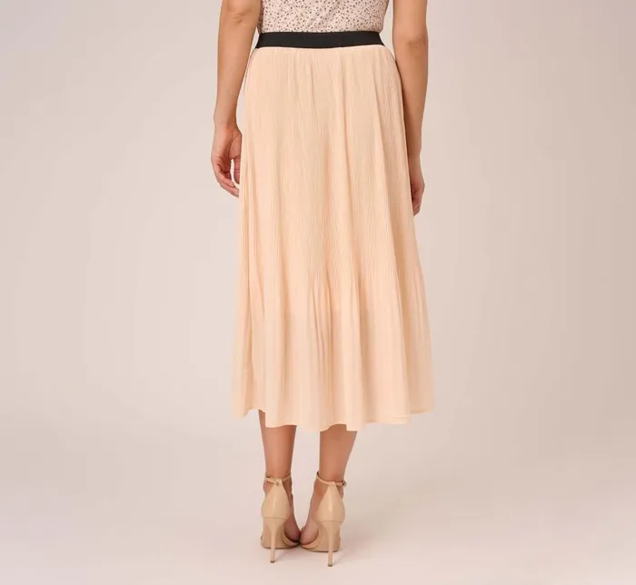 Adrianna Papell Pants and Skirts Dot Print Pleated Midi Skirt In Champagne Ivory Seed Dot 8211 Women