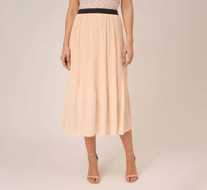 Adrianna Papell Pants and Skirts Dot Print Pleated Midi Skirt In Champagne Ivory Seed Dot 8211 Women