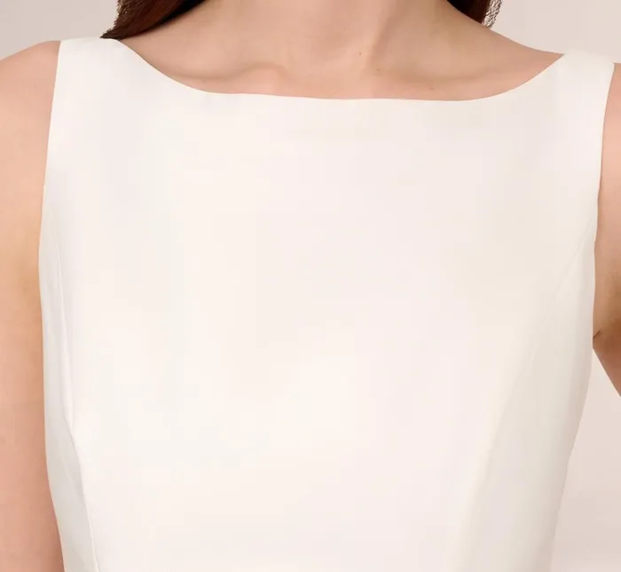 Adrianna Papell PetiteFriendly Sleeveless Mikado Fit And Flare Midi Dress With VBack In Ivory 8211 Women