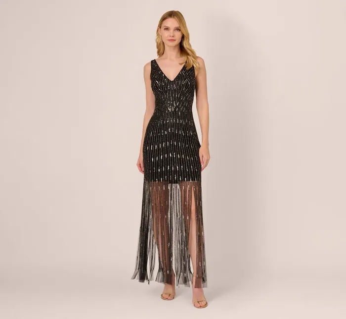 Adrianna Papell Wedding Guest Dresses Beaded Sleeveless Dress With Carwash Hem In Black Mercury 8211 Women Adrianna Papell Wedding Guest Dresses Beaded Sleeveless Dress With Carwash Hem In Black Mercury 8211 Women