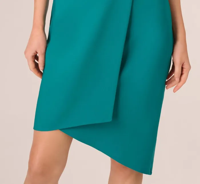 Adrianna Papell Wedding Guest Dresses One Shoulder Stretch Crepe Short Dress In Deep Emerald 8211 Women