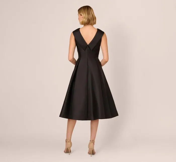 Adrianna Papell Wedding Guest Dresses Roll Neck Mikado Dress In Black 8211 Women