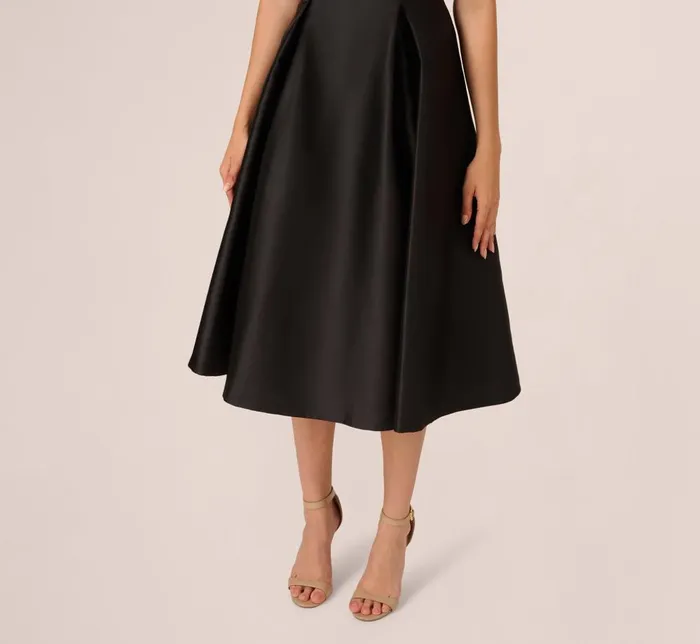 Adrianna Papell Wedding Guest Dresses Roll Neck Mikado Dress In Black 8211 Women