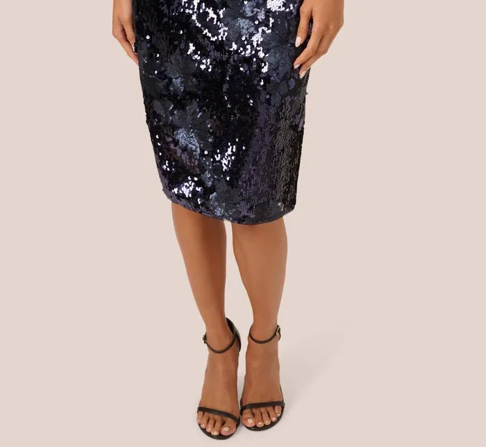 Adrianna Papell Wedding Guest Dresses Sequin Sheath Dress In Navy 8211 Women
