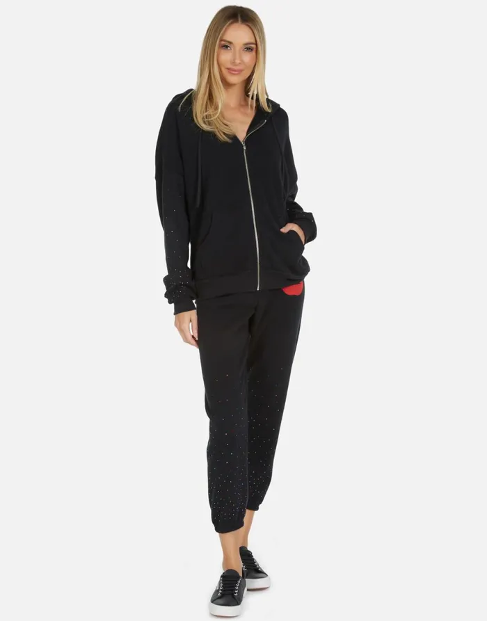 Alana Red Lip Black Women039s Lauren Moshi Crop Sweatpants