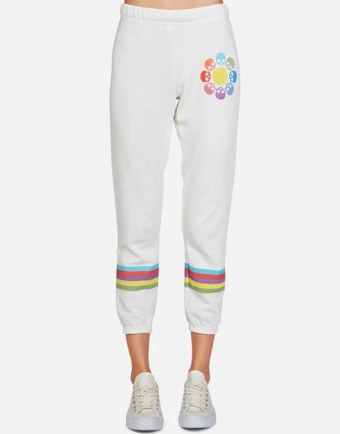 Alana Skull Flower Milk Women039s Lauren Moshi Crop Sweatpants