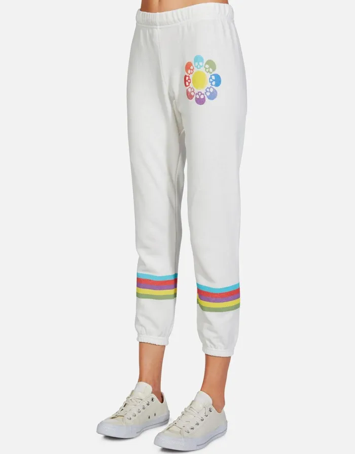 Alana Skull Flower Milk Women039s Lauren Moshi Crop Sweatpants