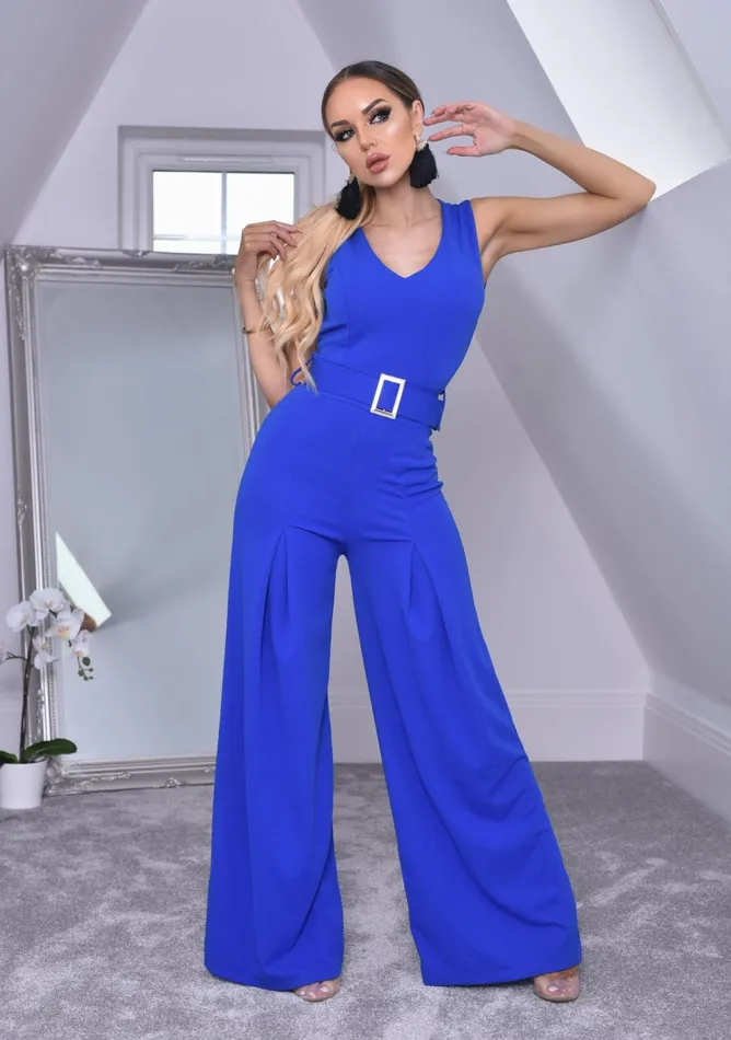 Annie Royal Blue Wide Leg Sleeveless Jumpsuit Women Missfiga Jumpsuits
