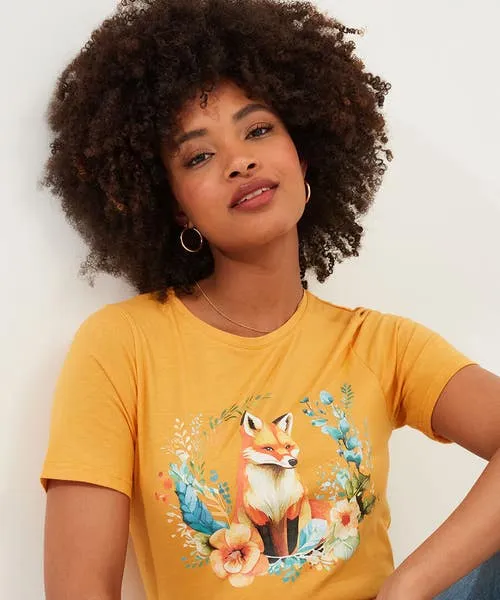 Apparel Foxy TShirt Ochre Tops Tunics and Blouses Joebrowns Apparel Foxy TShirt Ochre Tops Tunics and Blouses Joebrowns