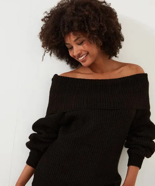Apparel Knitwear and Cardigans Joebrowns Glamorous OffTheShoulder Jumper Black Apparel Knitwear and Cardigans Joebrowns Glamorous OffTheShoulder Jumper Black