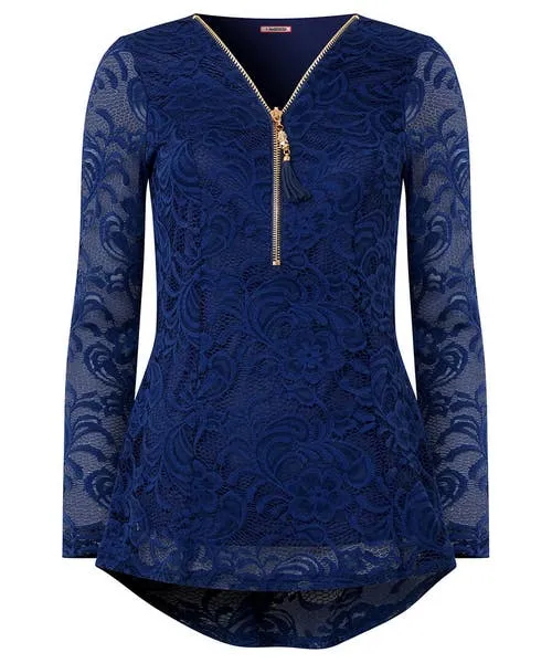 Apparel Tops Tunics and Blouses Joebrowns Loretta Lace Zip Top Teal Apparel Tops Tunics and Blouses Joebrowns Loretta Lace Zip Top Teal
