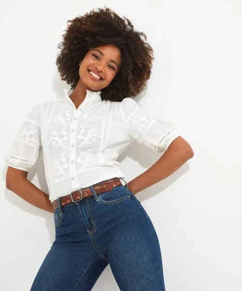 Apparel Tops Tunics and Blouses Joebrowns Patsy Embroidered Blouse White