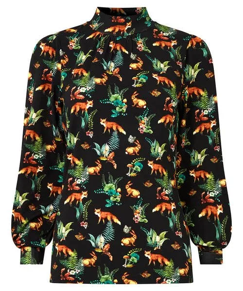 Apparel Woodland Wonder Jersey Print Top Black Tops Tunics and Blouses Joebrowns Apparel Woodland Wonder Jersey Print Top Black Tops Tunics and Blouses Joebrowns