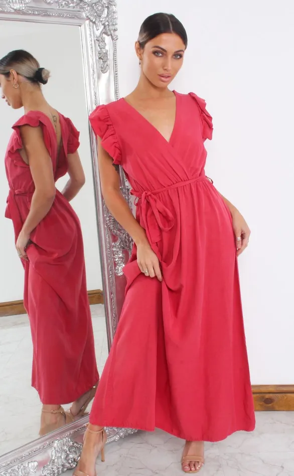 Arie Red Wrap Maxi Dress Women Missfiga Wrap Dresses