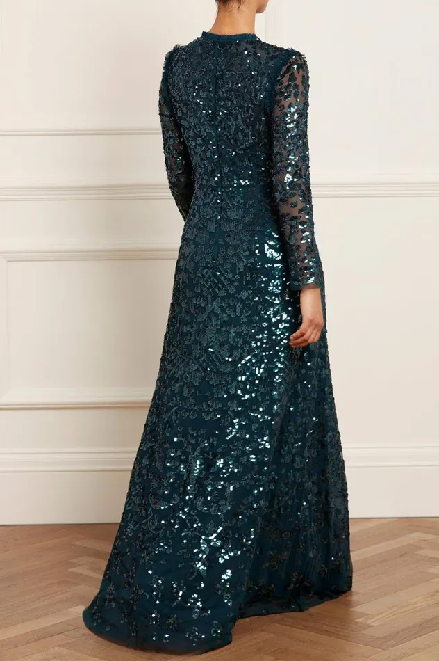 Aurelia Long Sleeve Gown Green Women Needle and Thread Dresses
