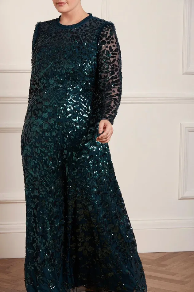 Aurelia Long Sleeve Gown Green Women Needle and Thread Dresses