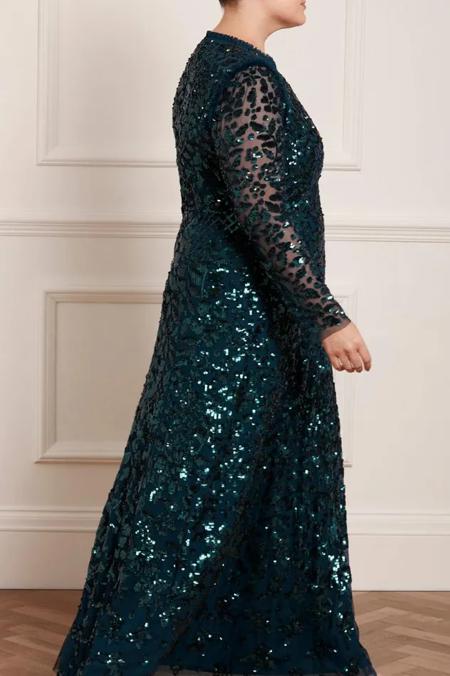 Aurelia Long Sleeve Gown Green Women Needle and Thread Dresses