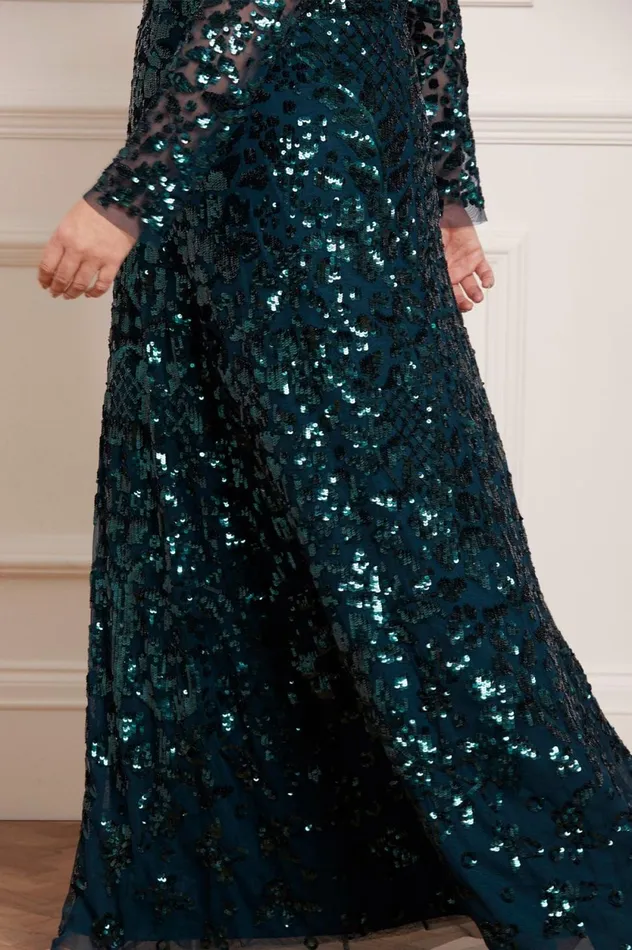 Aurelia Long Sleeve Gown Green Women Needle and Thread Dresses