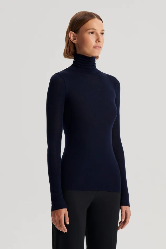 Babywool Polo Neck Navy Tops Scanlan Theodore Babywool Polo Neck Navy Tops Scanlan Theodore Women Knitwear Scanlan Theodore