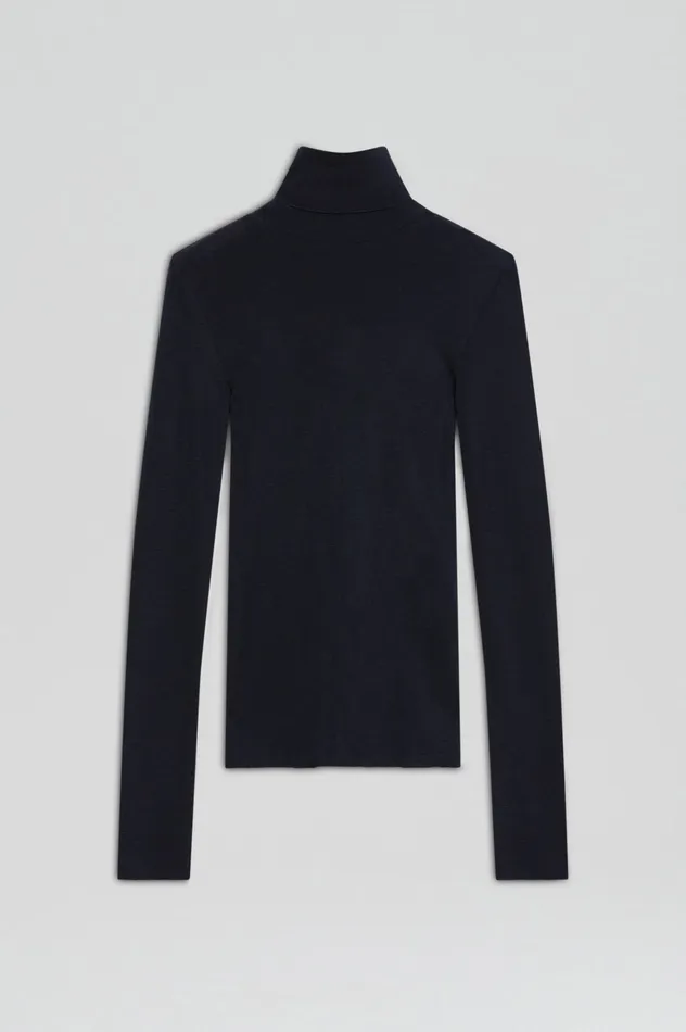 Babywool Polo Neck Navy Tops Scanlan Theodore Babywool Polo Neck Navy Tops Scanlan Theodore Women Knitwear Scanlan Theodore