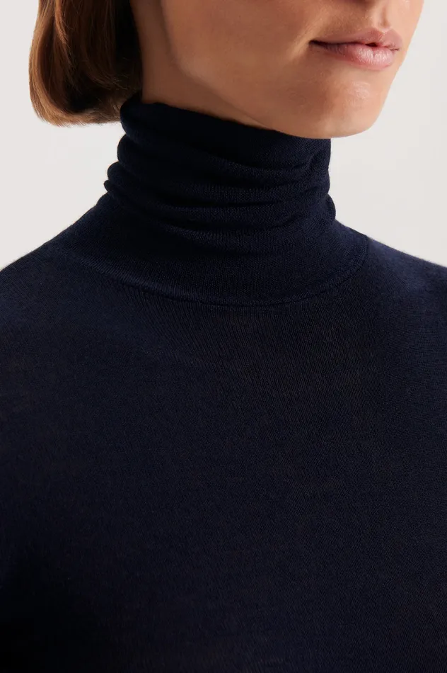 Babywool Polo Neck Navy Tops Scanlan Theodore Babywool Polo Neck Navy Tops Scanlan Theodore Women Knitwear Scanlan Theodore