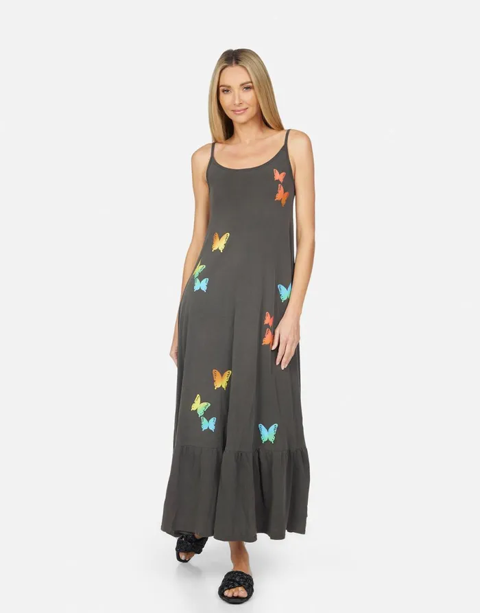 Beatrix Rainbow Butterflies Vintage Black Women039s Lauren Moshi Dresses