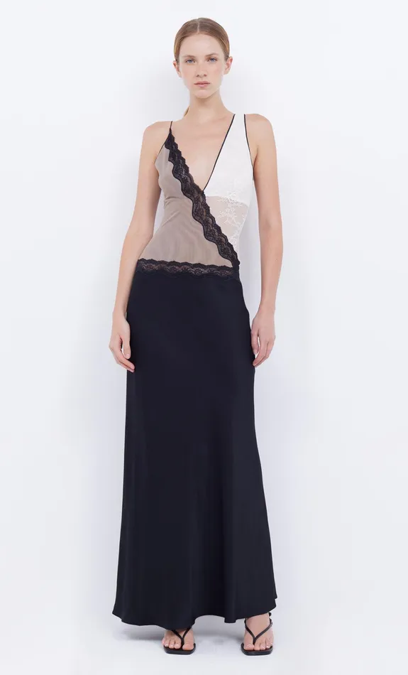 Bec Bridge Wedding Guest Women ABRIELLE LACE MAXI DRESS 8211 BLACKTAUPEIVORY