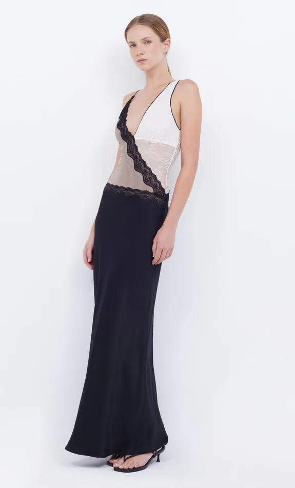 Bec Bridge Wedding Guest Women ABRIELLE LACE MAXI DRESS 8211 BLACKTAUPEIVORY