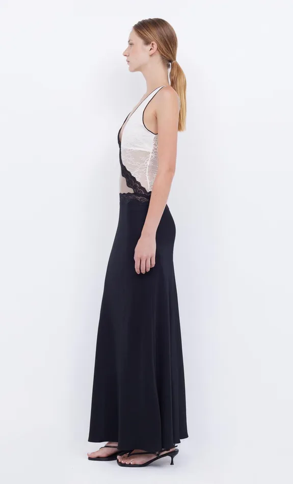 Bec Bridge Wedding Guest Women ABRIELLE LACE MAXI DRESS 8211 BLACKTAUPEIVORY