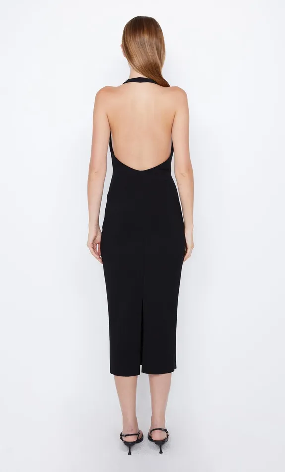 Bec Bridge Wedding Guest Women ELVIE HALTER MIDI DRESS 8211 BLACK