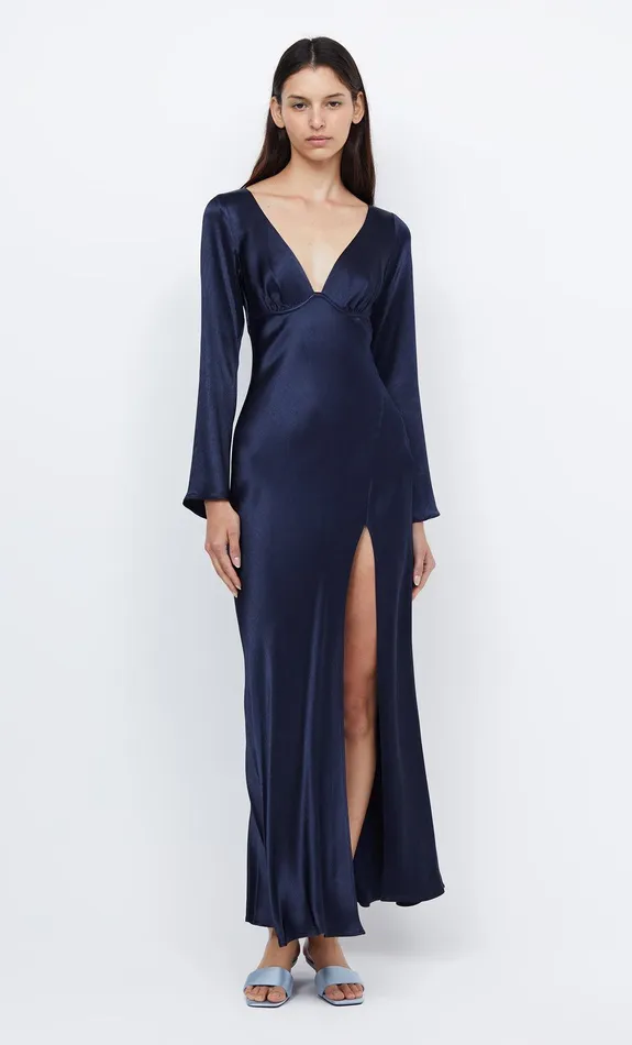 Bec Bridge Wedding Guest Women REN LONG SLEEVE MAXI DRESS 8211 INK