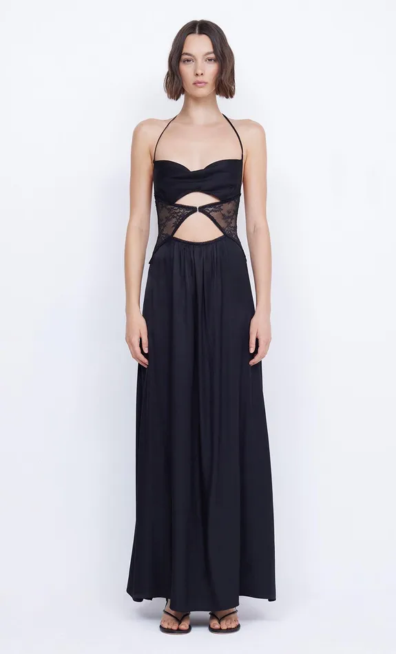 Bec Bridge Wedding Guest Women SANTAL HALTER MAXI DRESS 8211 BLACK