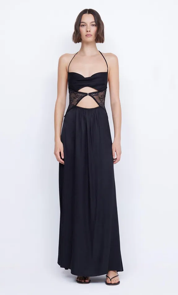 Bec Bridge Wedding Guest Women SANTAL HALTER MAXI DRESS 8211 BLACK