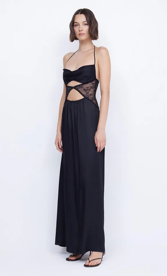 Bec Bridge Wedding Guest Women SANTAL HALTER MAXI DRESS 8211 BLACK