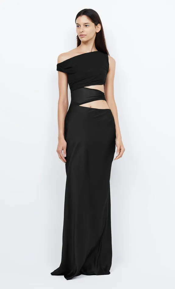 Bec Bridge Wedding Guest Women WHORL ASYM DRESS 8211 BLACK