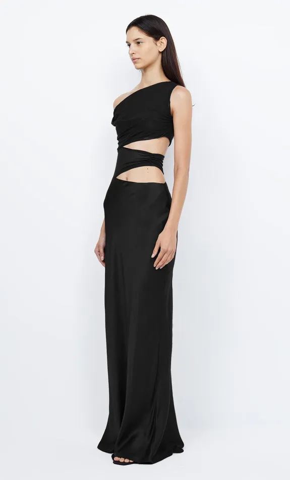 Bec Bridge Wedding Guest Women WHORL ASYM DRESS 8211 BLACK