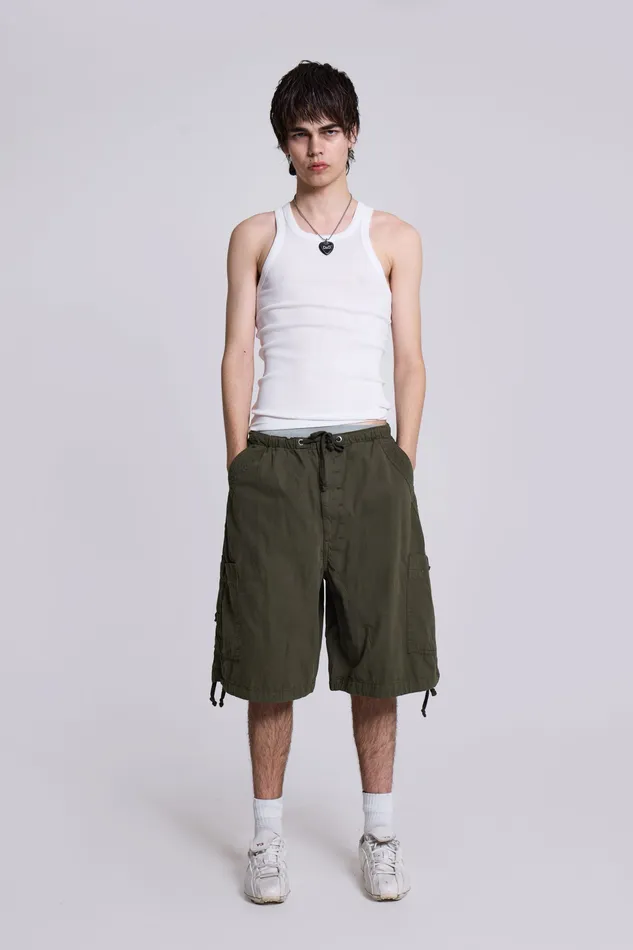 Bestsellers Shop Khaki Parachute Cargo Shorts Jaded London Men
