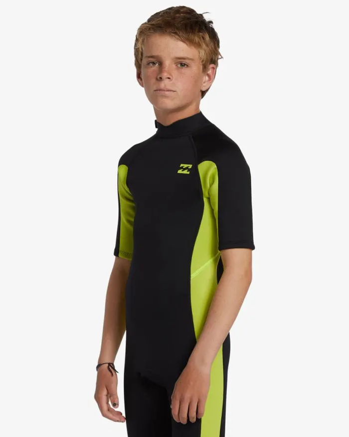 Billabong Boys039 Wetsuits Boys 2mm Foil Back Zip Short Sleeve Spring Wetsuit Fluro Lime 8211 Men Billabong Boys039 Wetsuits Boys 2mm Foil Back Zip Short Sleeve Spring Wetsuit Fluro Lime 8211 Men